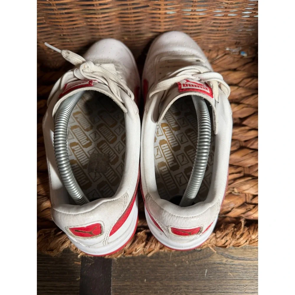 Puma GV Special White Red Leather Low‎ Top Sneakers Womens